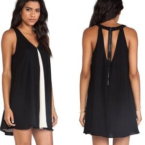 Alice + Olivia Rola front leather T-back Trapeze Dress